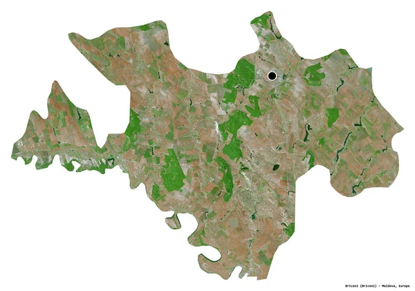 モルドバの地区 ブリケニの形で その首都は白い背景に孤立しています 衛星画像 3Dレンダリング — ストック写真