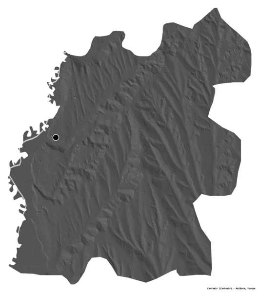 Форма Кантемира Район Молдовы Столицей Изолированной Белом Фоне Карта Рельефа — стоковое фото