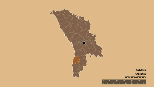 Αποσυντέθηκε Σχήμα Της Μολδαβίας Πρωτεύουσα Κύρια Περιφερειακή Διαίρεση Και Την — Φωτογραφία Αρχείου