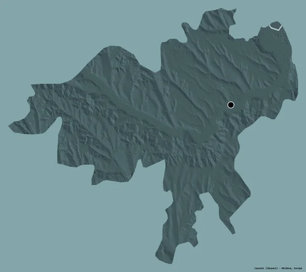 モルドバ地方のコーセニの形は その首都はしっかりとした色の背景に隔離されています 色の標高マップ 3Dレンダリング — ストック写真
