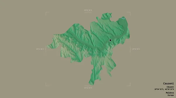 モルドバの地区であるコーセニの地域は 洗練された境界ボックスにしっかりとした背景に隔離されています ラベル 地形図 3Dレンダリング — ストック写真
