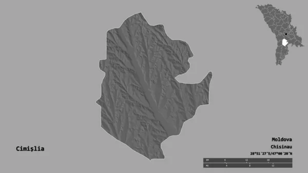 Forma Cimislia Distrito Moldavia Con Capital Aislada Sobre Fondo Sólido — Foto de Stock