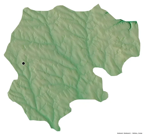 摩尔多瓦的Donduseni形状 首都因白人背景而孤立 地形浮雕图 3D渲染 — 图库照片