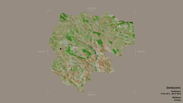 Area Donduseni District Moldova Isolated Solid Background Georeferenced Bounding Box — Stock Photo, Image