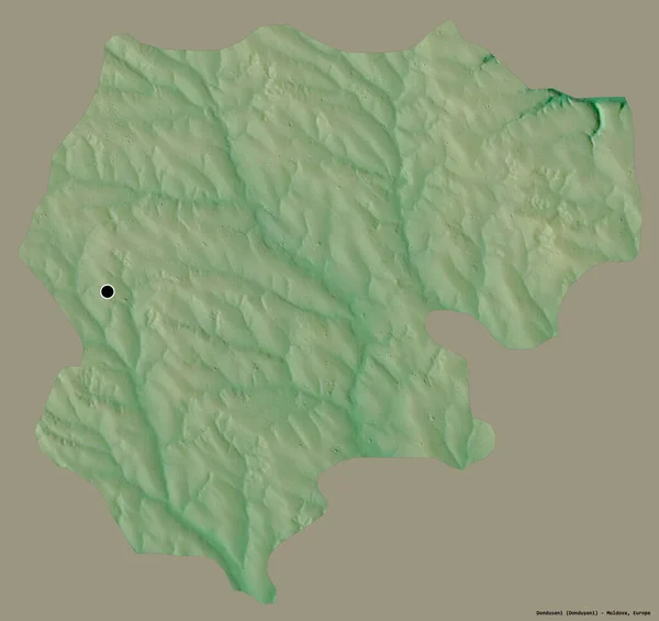 摩尔多瓦的Donduseni形状 首都被隔离在纯色的背景下 地形浮雕图 3D渲染 — 图库照片