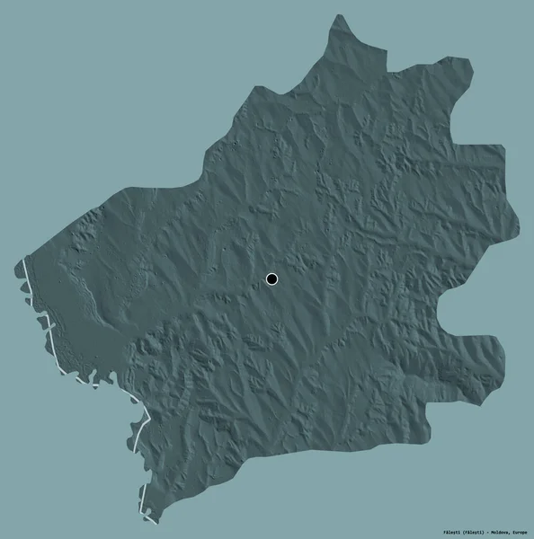 摩尔多瓦法利斯提区的形状 其首都以纯色背景隔离 彩色高程图 3D渲染 — 图库照片