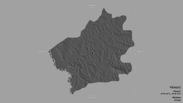 Area Falesti District Moldova Isolated Solid Background Georeferenced Bounding Box — Stock Photo, Image
