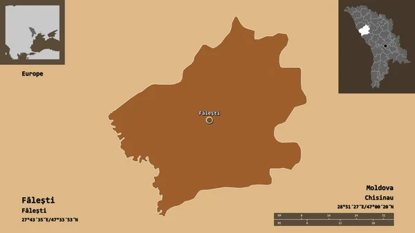Form Von Falesti Bezirk Von Moldawien Und Seiner Hauptstadt Entfernungsskala — Stockfoto
