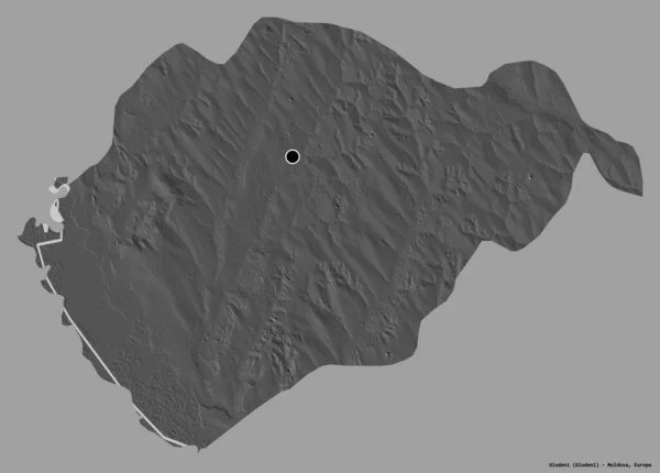 格洛德尼的形状 摩尔多瓦地区 其首都孤立在一个坚实的色彩背景 Bilevel高程图 3D渲染 — 图库照片