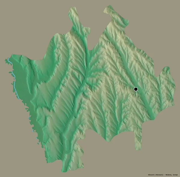 摩尔多瓦Hincesti区的形状 其首都以纯色背景隔离 地形浮雕图 3D渲染 — 图库照片