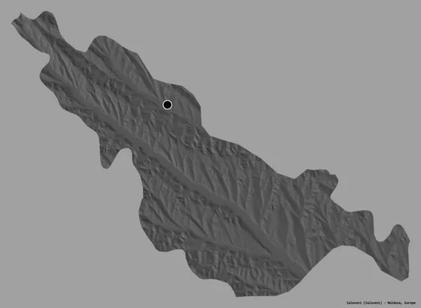 摩尔多瓦地区Ialoveni的形状 其首都用纯色背景隔开 Bilevel高程图 3D渲染 — 图库照片