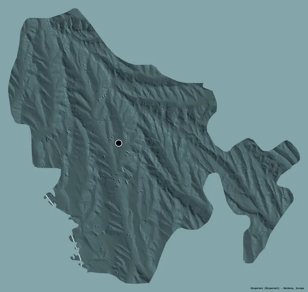 Forma Nisporeni Distrito Moldavia Con Capital Aislada Sobre Fondo Color — Foto de Stock