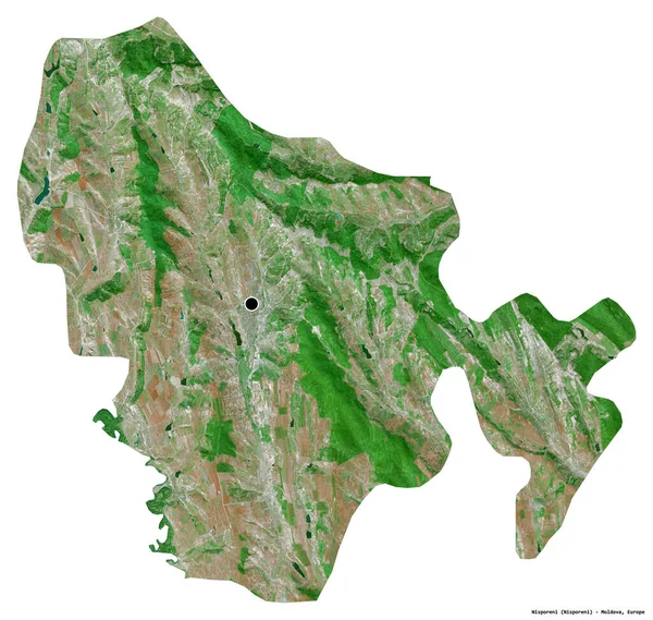 摩尔多瓦地区Nisporeni的形状 其首都因白人背景而孤立 卫星图像 3D渲染 — 图库照片