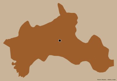 Moldova 'nın Riscani ilçesi, başkenti katı renk arka planına izole edilmiş. Desenli dokuların bileşimi. 3B görüntüleme