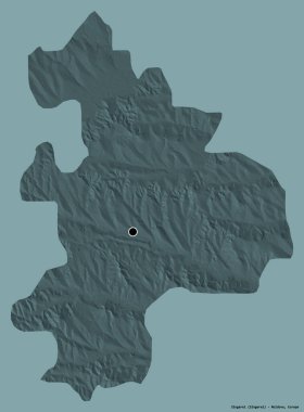 Moldova 'nın Singerei ilçesi, başkenti katı renk arkaplanı ile izole edilmiştir. Renkli yükseklik haritası. 3B görüntüleme