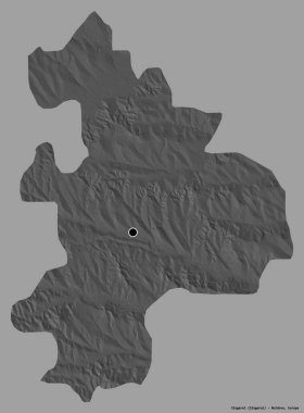 Moldova 'nın Singerei ilçesi, başkenti katı renk arkaplanı ile izole edilmiştir. Çift seviyeli yükseklik haritası. 3B görüntüleme