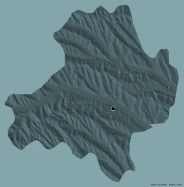 Moldova 'nın Straseni ilçesi, başkenti katı renk arkaplanı ile izole edilmiştir. Renkli yükseklik haritası. 3B görüntüleme