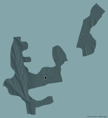 Moldova 'nın Taraclia ilçesi, başkenti katı renk arkaplanı ile izole edilmiştir. Renkli yükseklik haritası. 3B görüntüleme