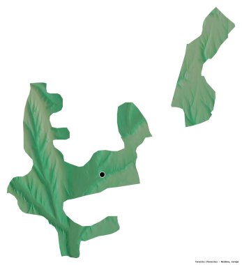 Moldova 'nın Taraclia ilçesi, başkenti beyaz arka planda izole edilmiş. Topografik yardım haritası. 3B görüntüleme