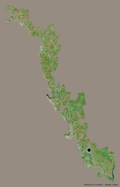Moldova 'nın toprak birimi Transnistria' nın şekli, başkenti katı bir renk arka planına izole edilmiş. Uydu görüntüleri. 3B görüntüleme