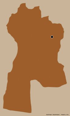 Moğolistan 'ın Bayanhongor kenti, başkenti katı renk arkaplanı ile izole edilmiştir. Desenli dokuların bileşimi. 3B görüntüleme