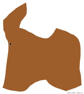 Moğolistan belediyesi Darhan-Uul 'un beyaz arka planda bulunan başkenti. Desenli dokuların bileşimi. 3B görüntüleme