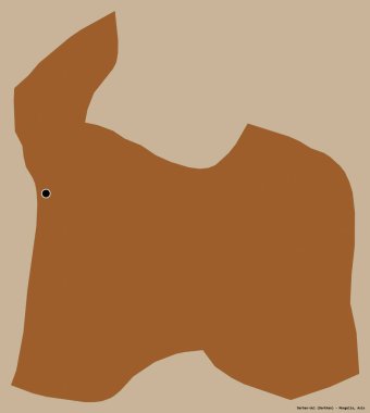 Moğolistan belediyesi Darhan-Uul 'un şekli, başkenti katı bir renk arkaplanı ile izole edilmiş. Desenli dokuların bileşimi. 3B görüntüleme