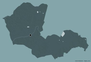 Dornod, Moğolistan eyaleti, başkenti katı renk arkaplanı ile izole edilmiştir. Renkli yükseklik haritası. 3B görüntüleme