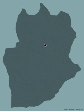 Dornogovi, Moğolistan eyaleti, başkenti katı bir renk arkaplanı ile izole edilmiştir. Renkli yükseklik haritası. 3B görüntüleme