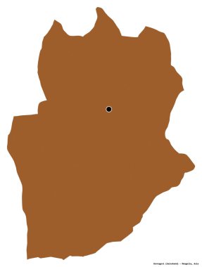 Moğolistan 'ın Dornogovi şehrinin başkenti beyaz arka planda izole edilmiştir. Desenli dokuların bileşimi. 3B görüntüleme