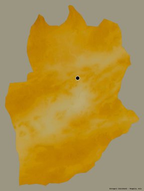 Dornogovi, Moğolistan eyaleti, başkenti katı bir renk arkaplanı ile izole edilmiştir. Topografik yardım haritası. 3B görüntüleme
