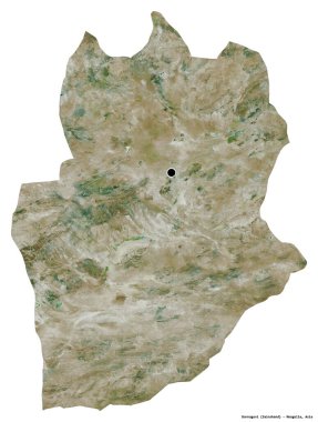 Moğolistan 'ın Dornogovi şehrinin başkenti beyaz arka planda izole edilmiştir. Uydu görüntüleri. 3B görüntüleme