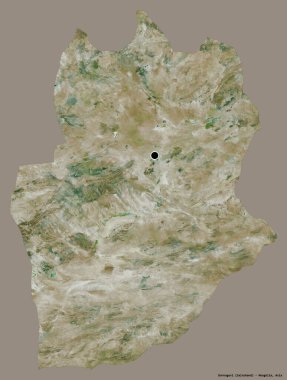 Dornogovi, Moğolistan eyaleti, başkenti katı bir renk arkaplanı ile izole edilmiştir. Uydu görüntüleri. 3B görüntüleme