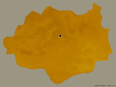 Moğolistan 'ın Dundgovi şehrinin başkenti katı bir renk arkaplanı ile izole edilmiştir. Topografik yardım haritası. 3B görüntüleme