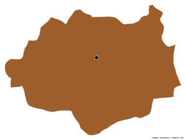 Dundgovi, Moğolistan eyaleti, başkenti beyaz arka planda izole edilmiştir. Desenli dokuların bileşimi. 3B görüntüleme