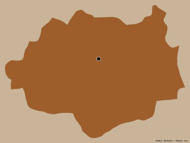 Moğolistan 'ın Dundgovi şehrinin başkenti katı bir renk arkaplanı ile izole edilmiştir. Desenli dokuların bileşimi. 3B görüntüleme