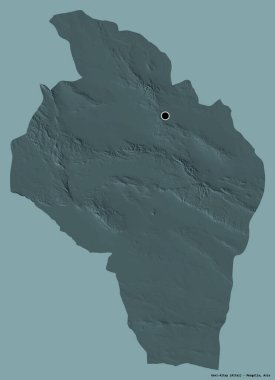 Moğolistan 'ın Govi-Altay eyaleti, başkenti katı bir renk arkaplanı ile izole edilmiştir. Renkli yükseklik haritası. 3B görüntüleme