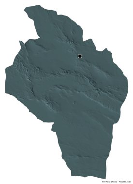 Moğolistan 'ın Govi-Altay eyaleti, başkenti beyaz arka planda izole edilmiştir. Renkli yükseklik haritası. 3B görüntüleme
