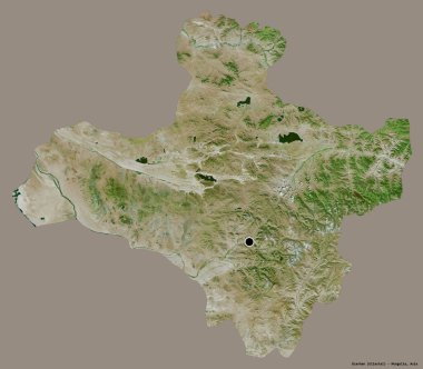 Moğolistan 'ın başkenti Dzavhan' ın katı renk arkaplanı ile izole edilmiş şeklidir. Uydu görüntüleri. 3B görüntüleme