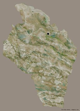 Moğolistan 'ın Govi-Altay eyaleti, başkenti katı bir renk arkaplanı ile izole edilmiştir. Uydu görüntüleri. 3B görüntüleme