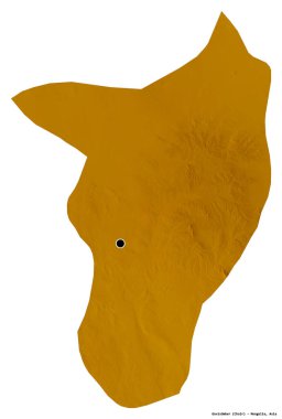 Moğolistan belediyesi Govisumber 'in beyaz arka planda bulunan başkenti. Topografik yardım haritası. 3B görüntüleme