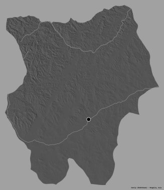 Moğolistan 'ın başkenti Hentiy' nin katı bir renk arkaplanı ile izole edilmiş hali. Çift seviyeli yükseklik haritası. 3B görüntüleme