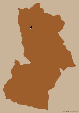 Moğolistan 'ın Hovd şehrinin başkenti katı bir renk arkaplanı ile izole edilmiştir. Desenli dokuların bileşimi. 3B görüntüleme