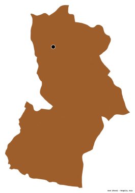 Beyaz arka planda başkenti izole edilmiş Hovd, Moğolistan eyaleti. Desenli dokuların bileşimi. 3B görüntüleme