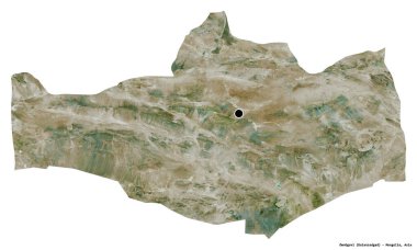 Moğolistan 'ın Omnogovi bölgesi, başkenti beyaz arka planda izole edilmiştir. Uydu görüntüleri. 3B görüntüleme