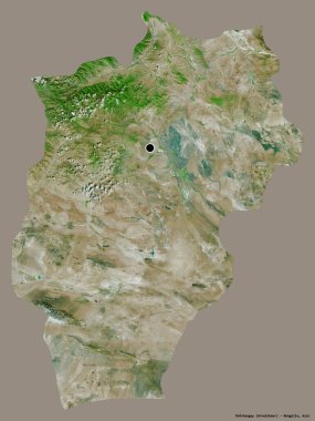 Moğolistan 'ın Ovorhangay şehri, başkenti katı renk arkaplanı ile izole edilmiştir. Uydu görüntüleri. 3B görüntüleme