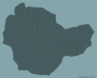 Moğolistan 'ın Suhbaatar şehrinin başkenti katı bir renk arkaplanı ile izole edilmiştir. Renkli yükseklik haritası. 3B görüntüleme