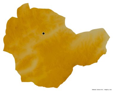 Beyaz arka planda başkenti izole edilmiş Suhbaatar, Moğolistan eyaleti. Topografik yardım haritası. 3B görüntüleme