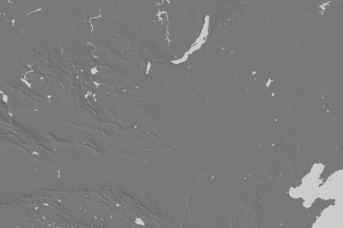 Moğolistan 'ın genişletilmiş bölgesi. Çift seviyeli yükseklik haritası. 3B görüntüleme