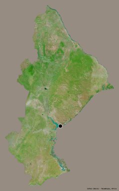 Mozambik 'in Sofala eyaleti, başkenti katı renk arkaplanı ile izole edilmiştir. Uydu görüntüleri. 3B görüntüleme
